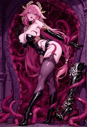 [d h k k l] Yaegami Shizuku: Tentacle Armor Parasite Corruption [AI Generated]