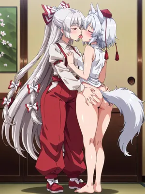 (Plushie Ai 69) 犬走椛 x 藤原妹紅 (東方) - Momiji x Fujiwara (Touhou) (Patreon)[Ai Generated]