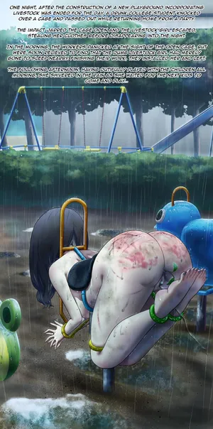 Human livestock play equipment installed in the park