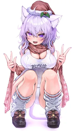 [カジマコト] 猫◯お◯ゆ 白スクマフラーサンタさん (ホロライブ)