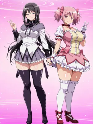 (Plushie Ai 69) 鹿目まどか x 暁美ほむら (魔法少女まどか☆マギカ) - Madoka Kaname x Homura Akemi (Puella Magi Madoka Magica) (Patreon)[Ai 生成]